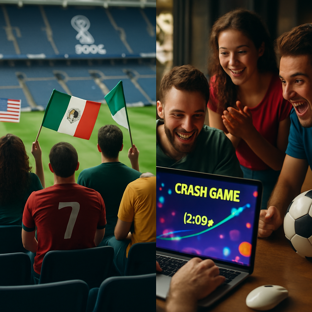 Sports fans split between empty stadiums and vibrant crash game environments, symbolizing their shift