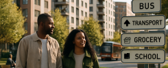 A vibrant neighborhood scene in KHT, highlighting factors to consider when choosing an apartment.