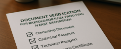 Flat lay image of a checklist for document verification in real estate transactions.