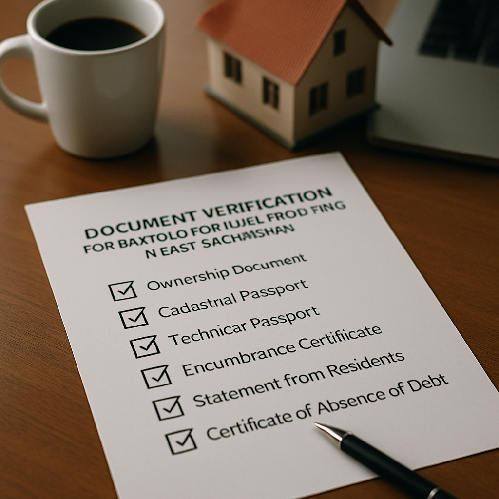 Flat lay image of a checklist for document verification in real estate transactions.